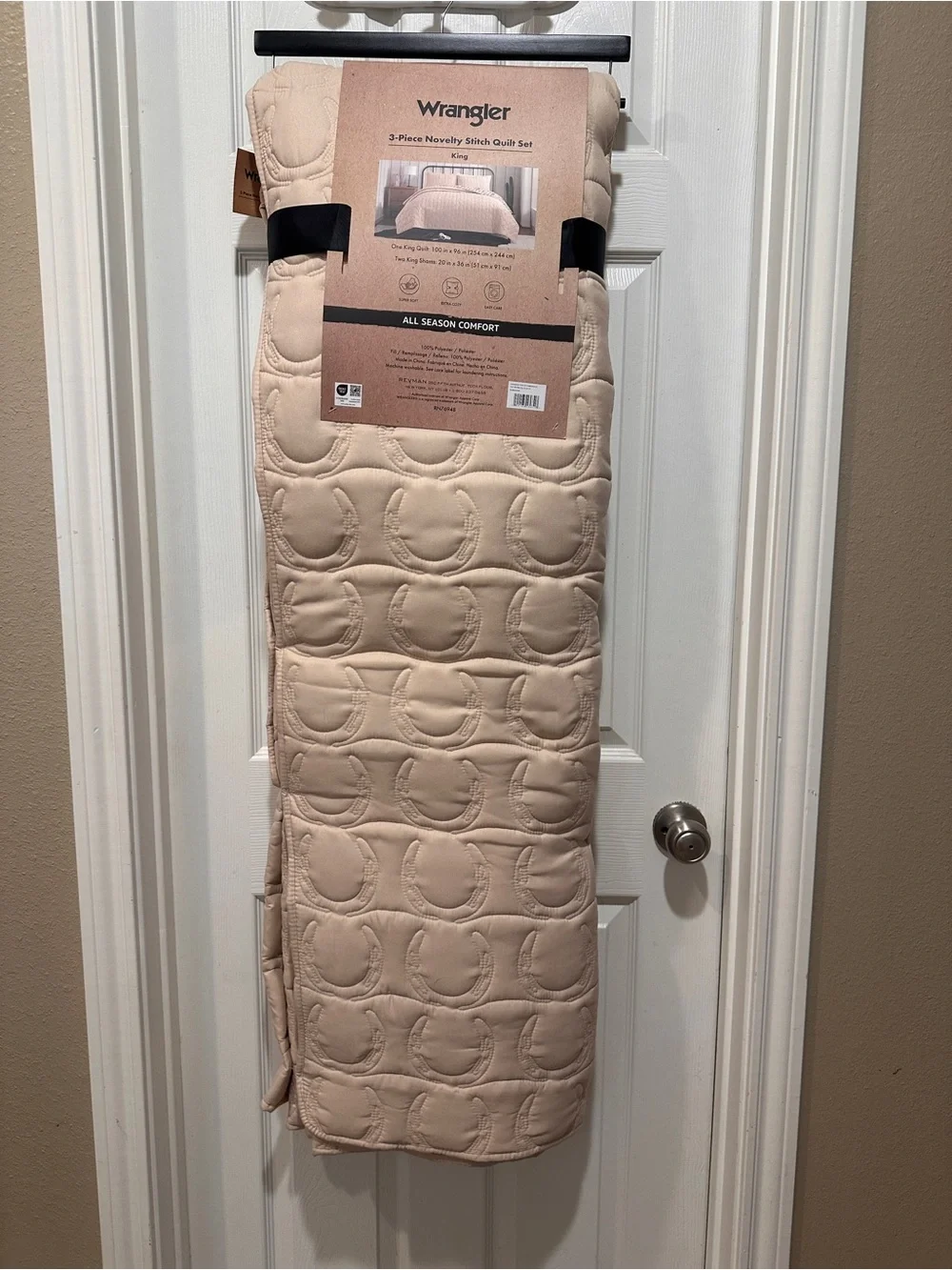 Wrangler Beige King Novelty Stitch Quilt Set